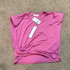 Jonathan Simkhai Pink Tie Front Cap Sleeve T-Shirt